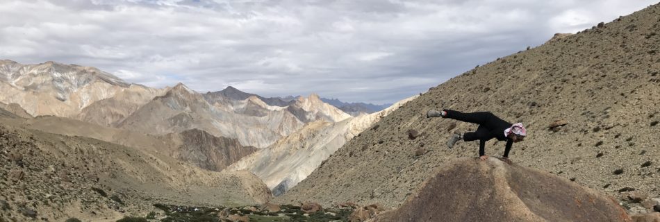 Katie doing yoga in the Himalayas